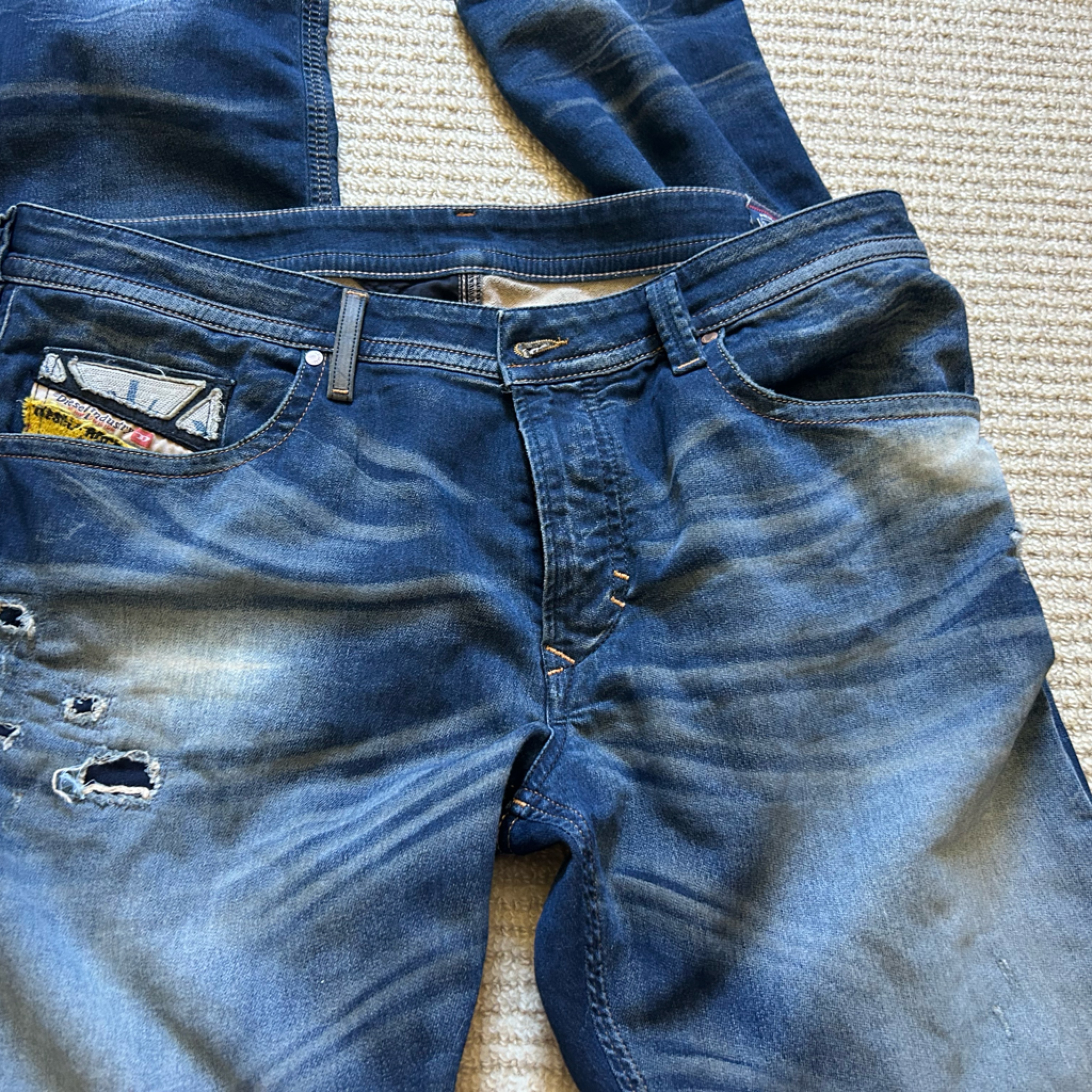 Vintage Diesel Thavar Skinny Treated Blue 36 X 42